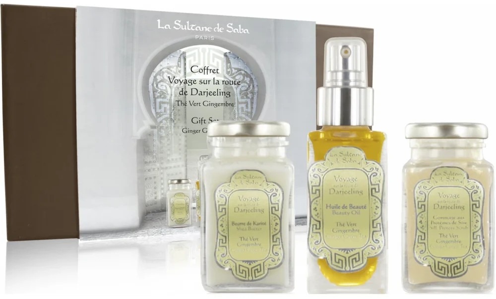 La Sultane de Saba Ginger Green Tea — Набір, COFFRET CORPS DARJEELING TVG-Набір (b/oil/50ml + b/but/100ml + b/scr/100ml) — La Sultane de Saba Ginger Green Tea