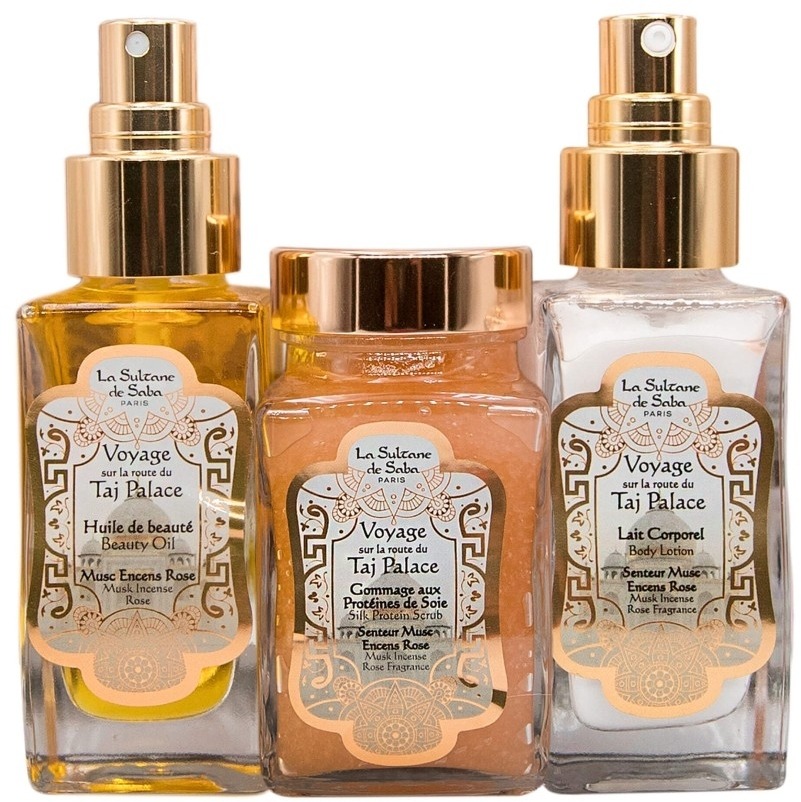 La Sultane De Saba Trousse Corps Taj Palace (b/scr/100ml + b/lot/50ml + b/oil/50ml + pouch) — Набір-Набір — La Sultane De Saba Trousse Corps Taj Palace (b/scr/100ml + b/lot/50ml + b/oil/50ml + pouch)-зображення_2